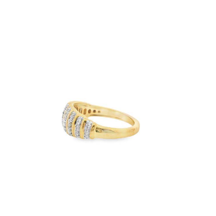 Ribbed Diamond Dome Ring