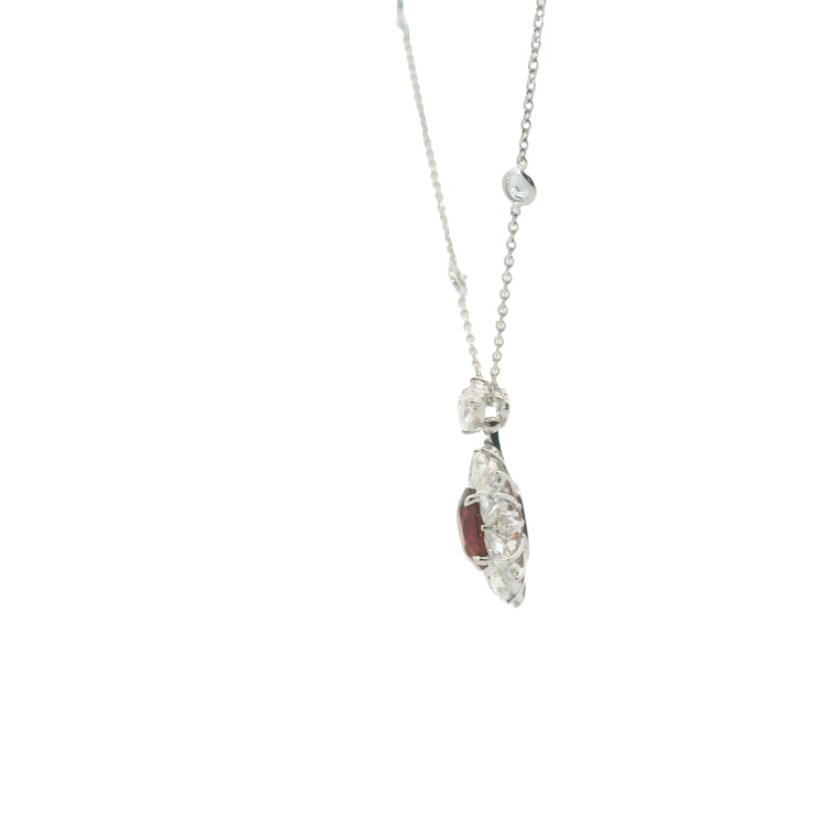 Ruby and Diamond Halo Necklace