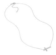 Diamond-Cut Sideways Cross Necklace