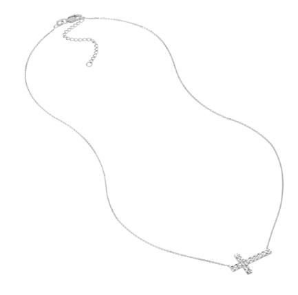 Diamond-Cut Sideways Cross Necklace