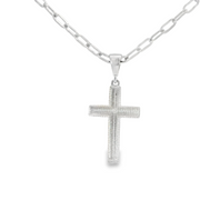 White Gold Paperclip Cross Necklace
