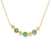 Bezel Set Emerald and Diamond Bar Pendant