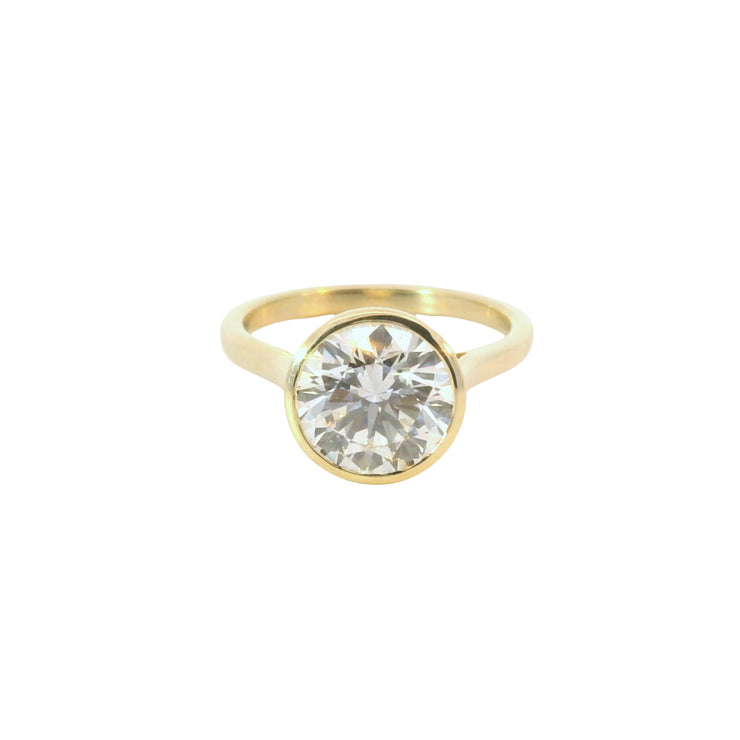Bezel Set 3 CT Lab Grown Round Engagement Ring