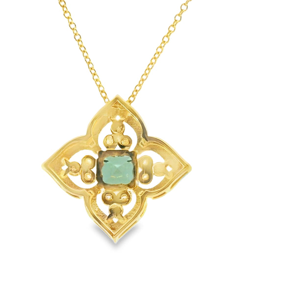 Mint Tourmaline Filigree Pendant