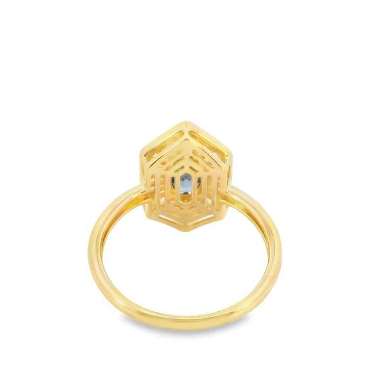 Sapphire and Diamond Ballerina Shield Ring