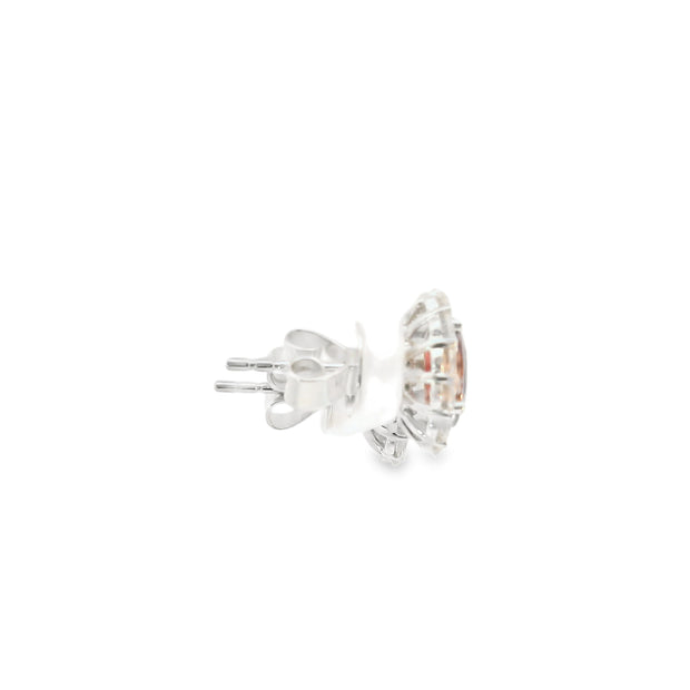 Ruby Earrings with Diamond Halos