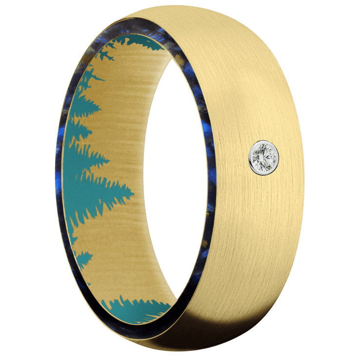 18K Yellow Gold + Satin Finish + Teal