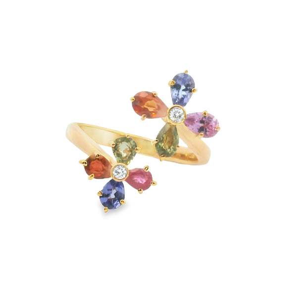 Multicolor Sapphire Flower Ring