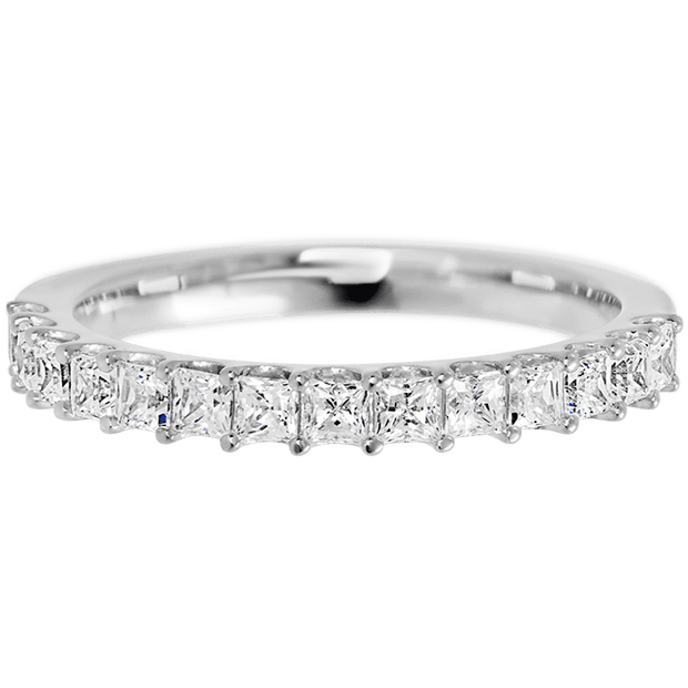 14K White Gold band with 14 Princess Diamond having TCW-.84