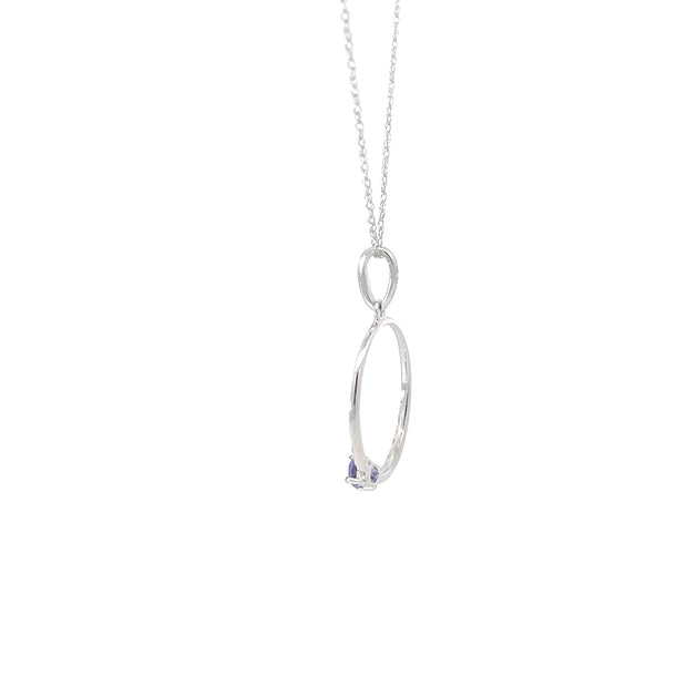 Diamond Tanzanite Circle Pendant Necklace