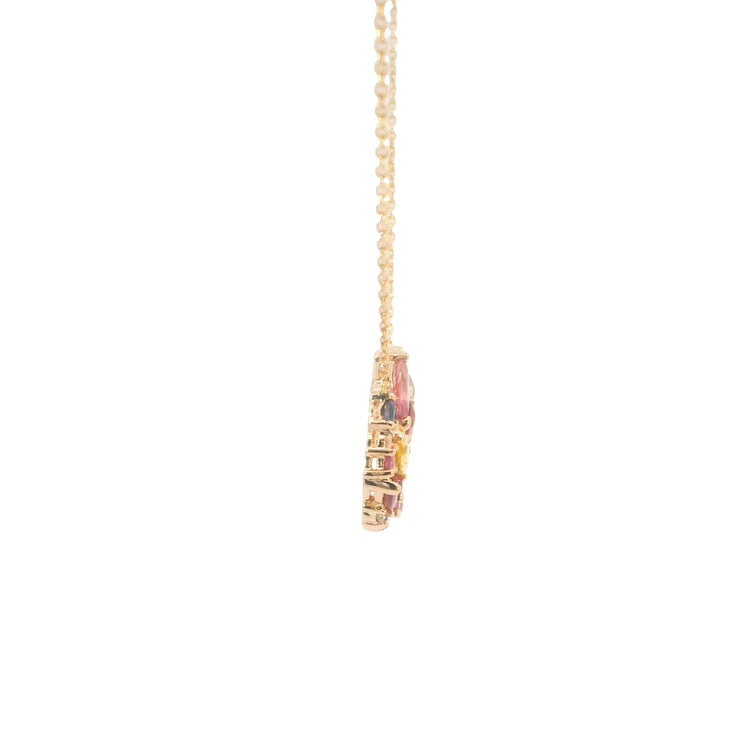 14K Rose Gold Sapphire Cluster Pendant Necklace