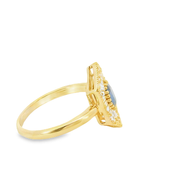 Sapphire and Diamond Ballerina Shield Ring