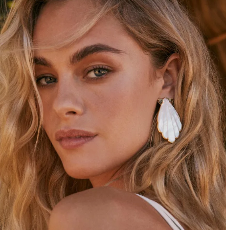 Kendra Scott Antique Gold Tone Alexa Shell Statement Earrings