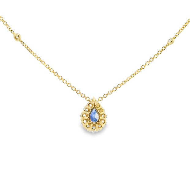 Sapphire And Diamond Halo Pendant