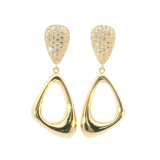 Freeform Puff Drop Earrings with Diamond Pave