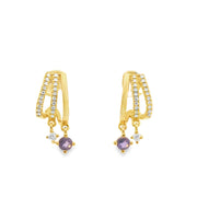 Huggies with Amethysts and Diamonds