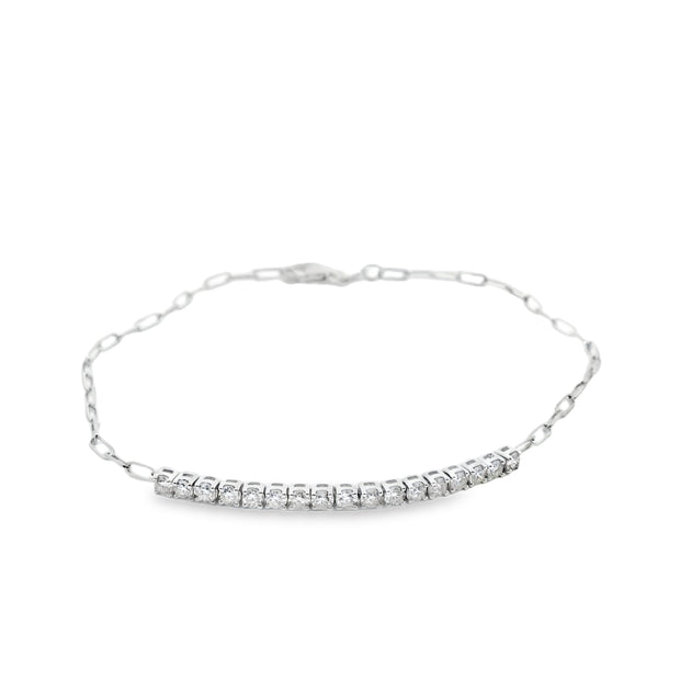 Diamond Bar Bracelet on a Paperclip Chain