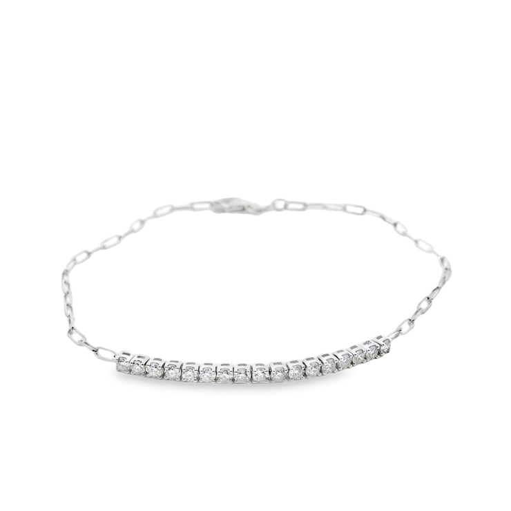 Diamond Bar Bracelet on a Paperclip Chain