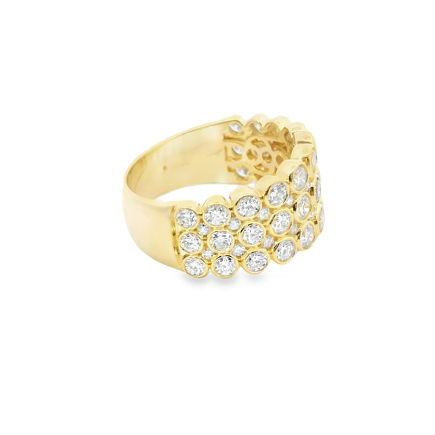 Three Row Bezel Set Diamond Ring