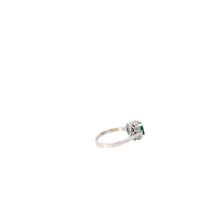 14k White Gold Emerald Diamond Ballerina Ring