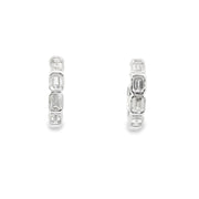 Emerald Cut Bezel Set Diamond Huggies