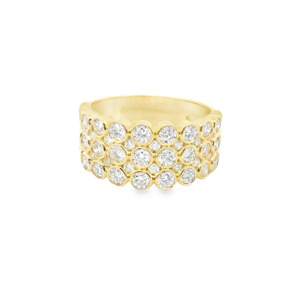 Three Row Bezel Set Diamond Ring