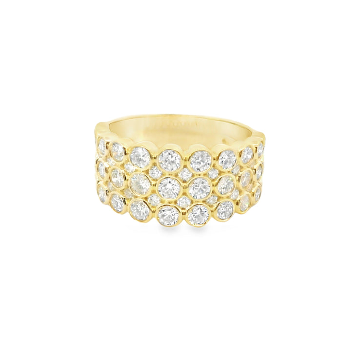 Three Row Bezel Set Diamond Ring