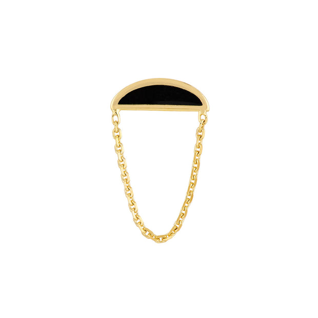 Half Moon Earrings with Chain Drop