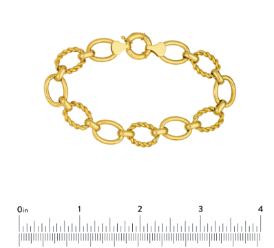 Polished And Textured Oval Link Bracelet