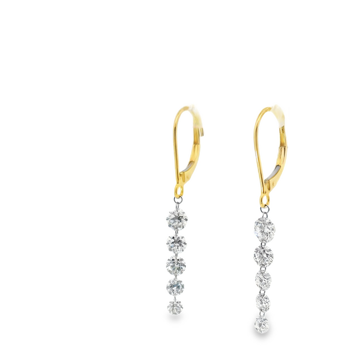 14 Karat Yellow Gold Lab Grown Diamonds Drop Earrings