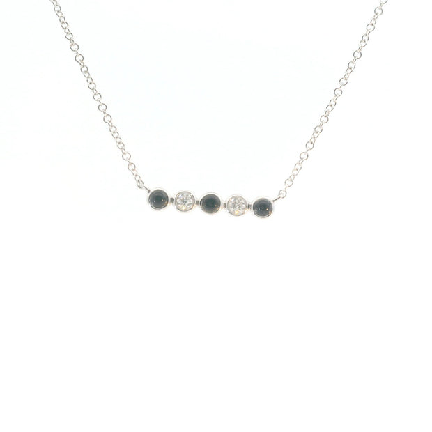 Black Agate and Diamond Bar Pendant