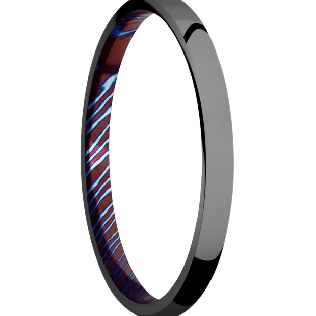 Zirconium + Polish Finish + Titanium Damascus