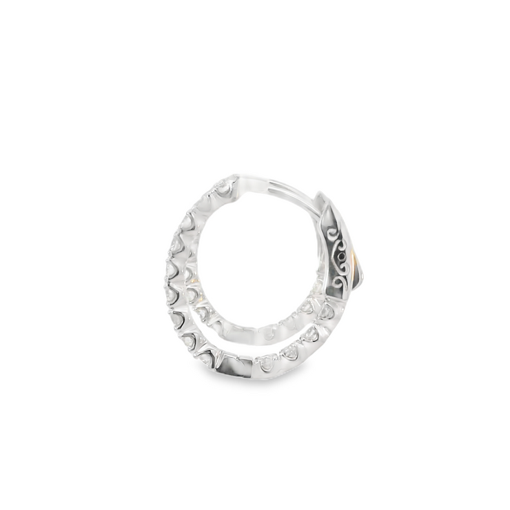 White Gold Inverted Diamond Hoops