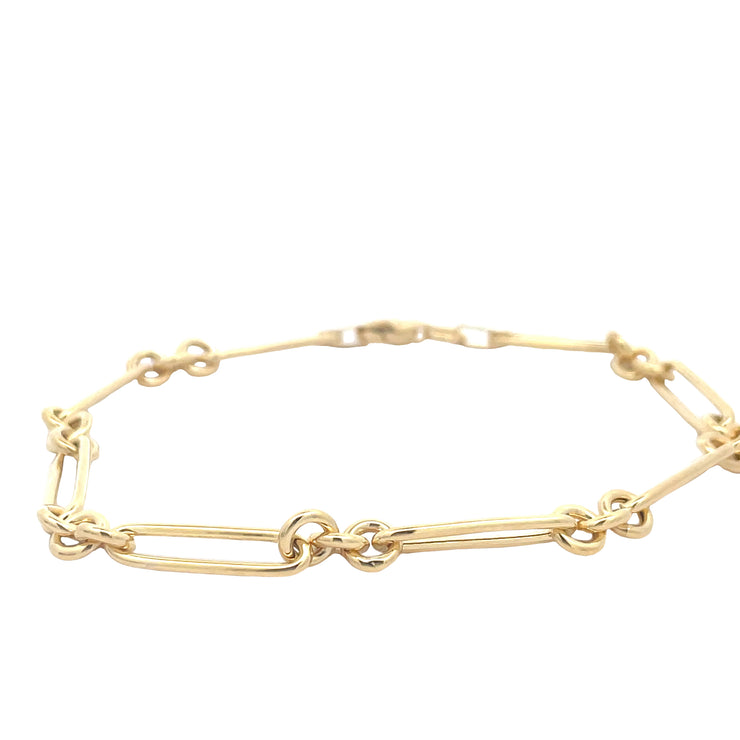 14 Karat Hollow Round Paperclip Bracelet