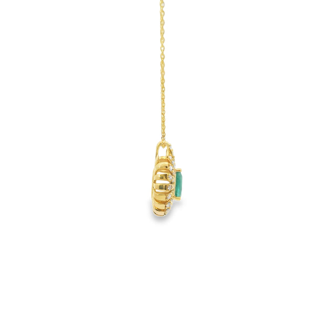 Emerald Pave Ballerina Halo Pendant