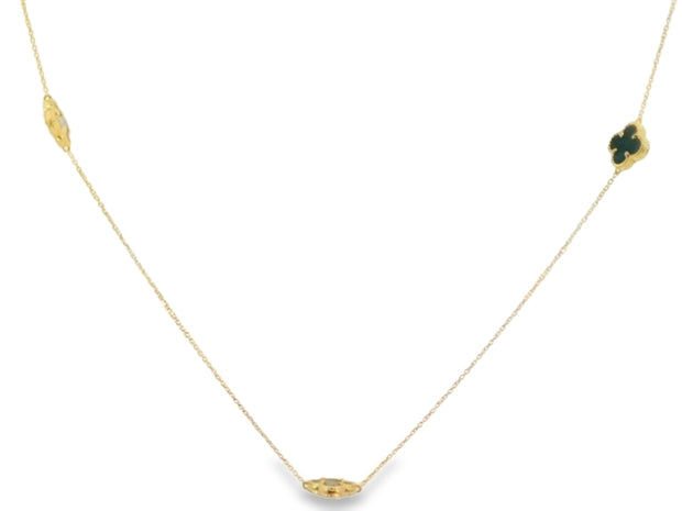Clover Station Necklace in Onyx