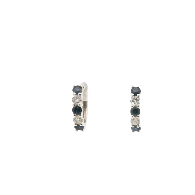 Huggies with Sapphires and Diamonds