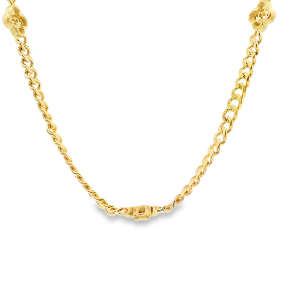 Cuban Necklace With Diamond Clovers