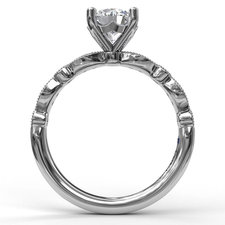 14 Karat White Gold Semi-Mount Ring