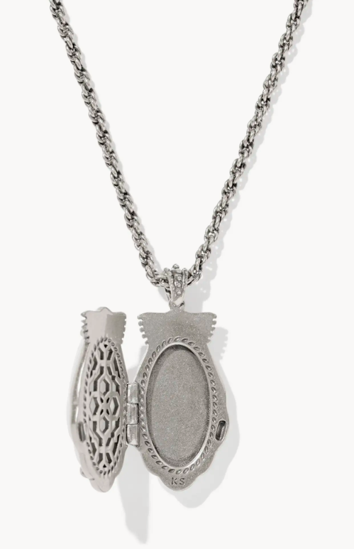 Kendra Scott Alexa Vintage Gold Tone Shell Locket Statement Necklace