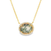 Moss Agate Halo Pendant