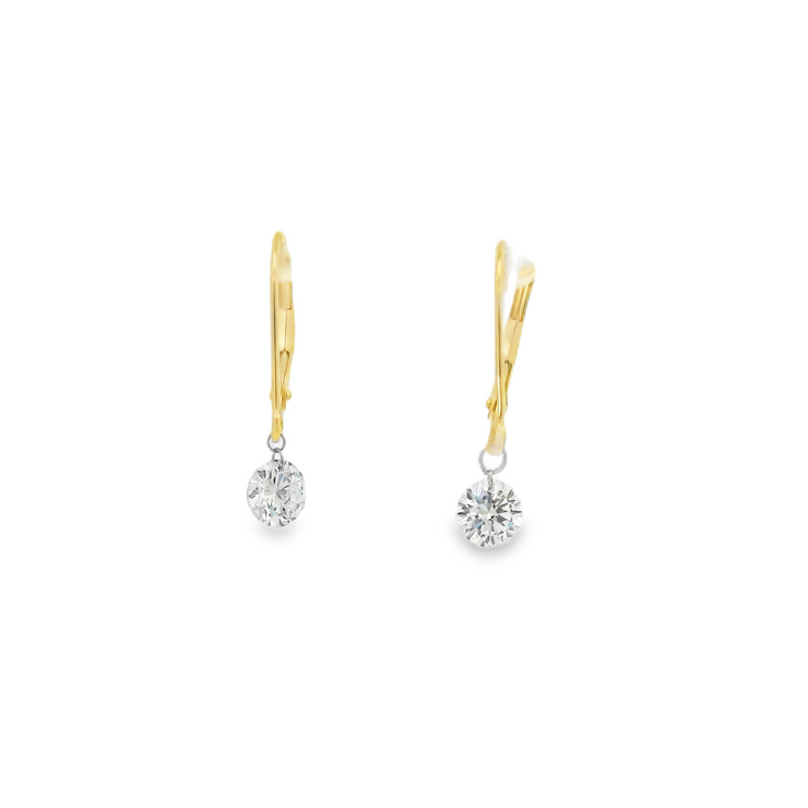Yellow Gold Lab Grown Diamonds Drop Earrings