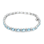 Blue Topaz and Diamond Tennis Bracelet