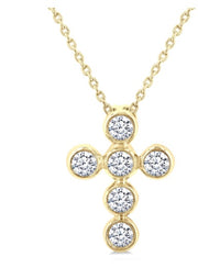 6 Stone Bezel Cross Diamond Fashion Pendant
