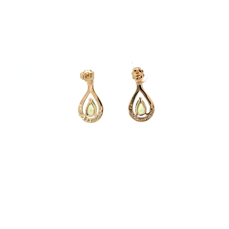 Peridot and Diamonds Drop Earrings