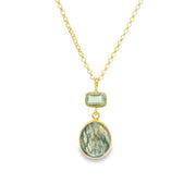 Moss Agate and Prasiolite Vermeil Pendant