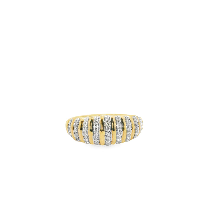 Ribbed Diamond Dome Ring