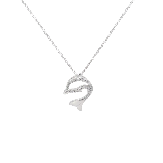 White Gold Diamond Dolphin Necklace