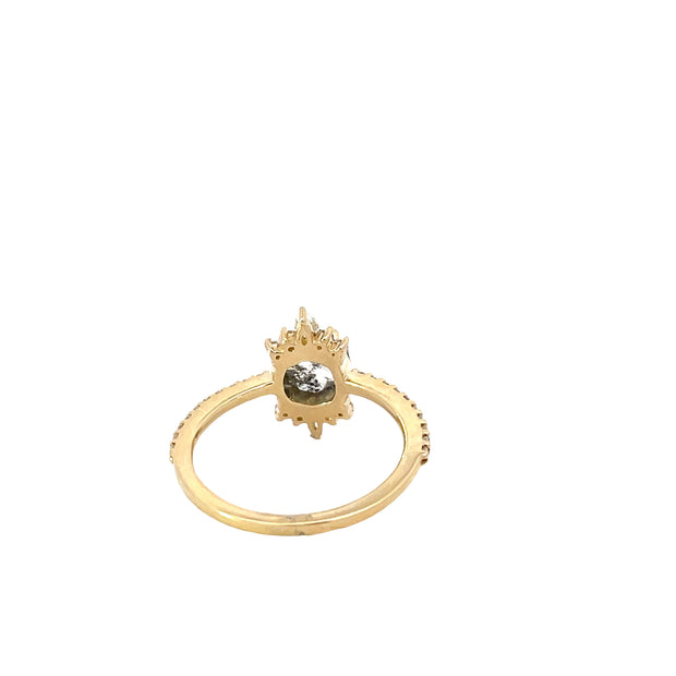 14 Karat Yellow Gold Salt and Pepper Diamond Ring