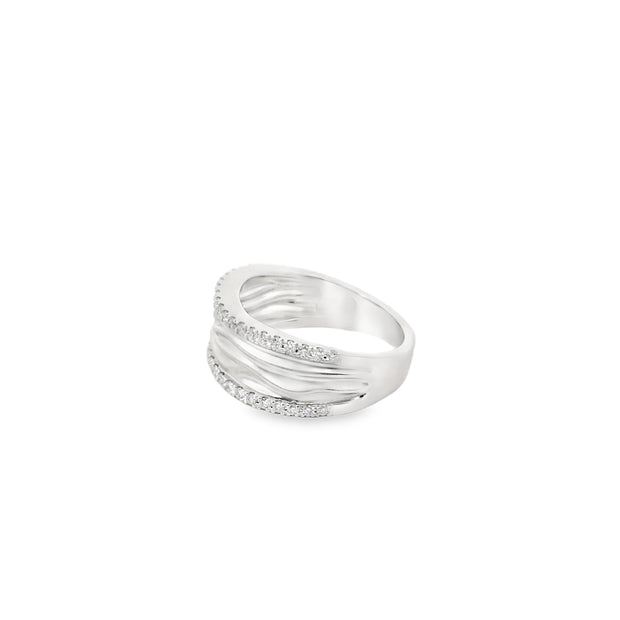 Textured Band with Diamond Accents